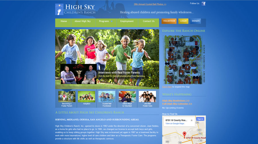High Sky Children's Ranch Website Example