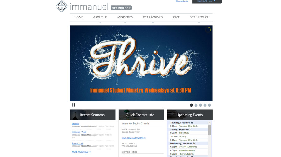 Immanuel Baptist Church Website Example